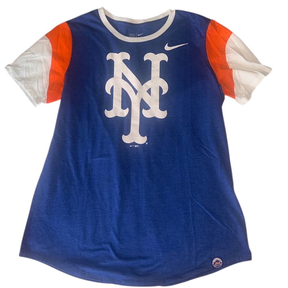 Nike New York Mets Tri-Blend Tee Size Medium MLB Graphic T-Shirt Athletic Cut